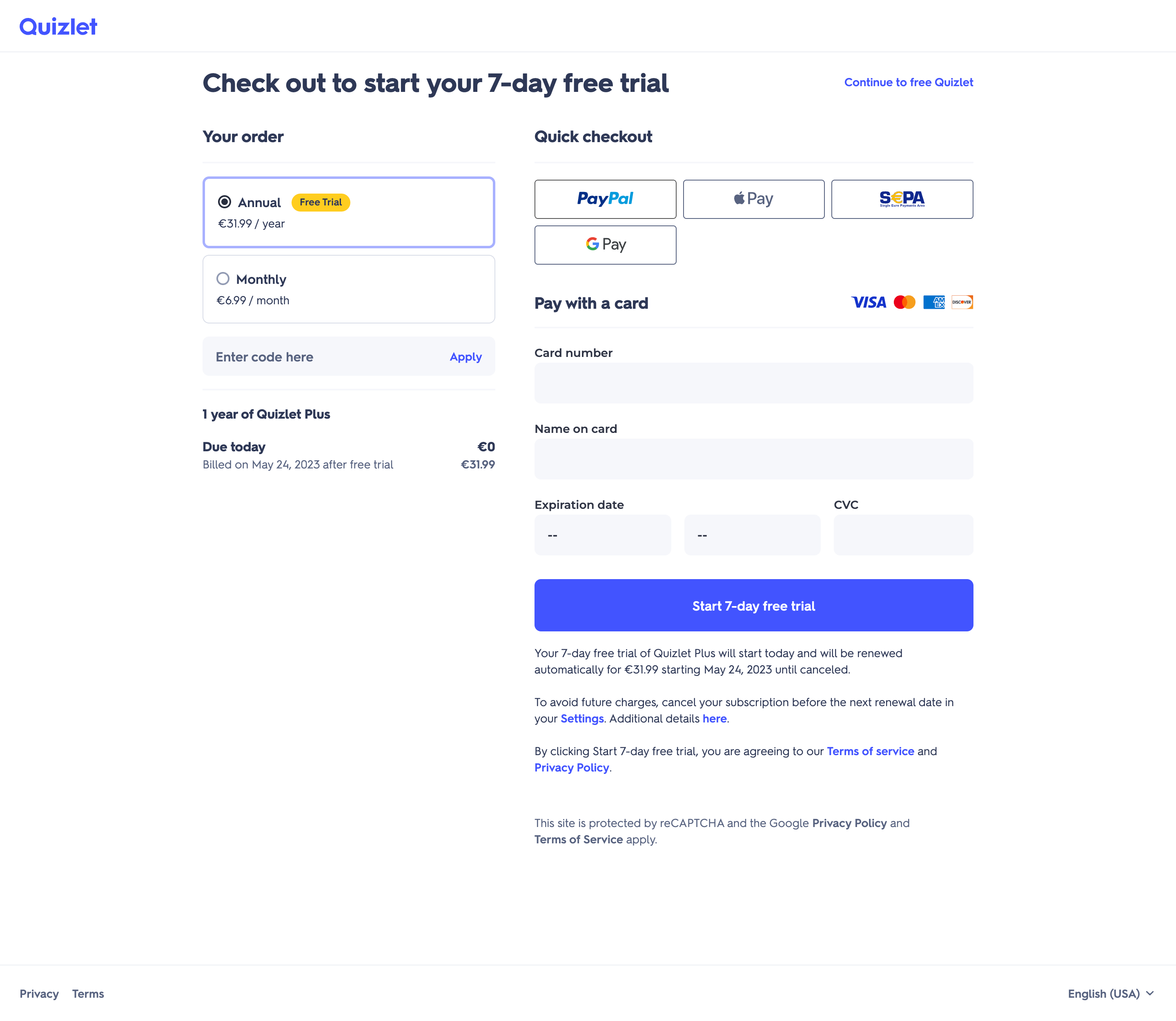 Quizlet – Saas Interface